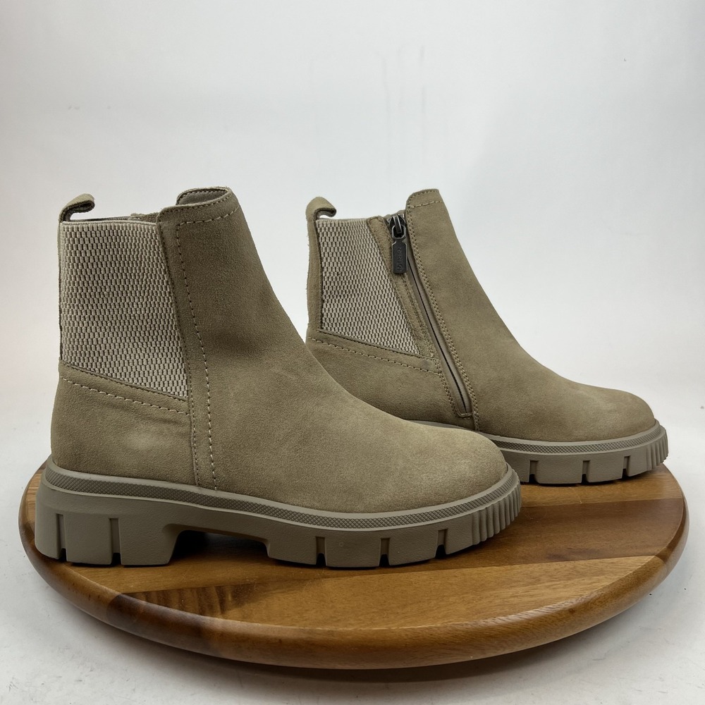 Womens Blondo Bandit Beige Suede Waterproof Lug Sole Chelsea Ankle Boot Size 7.5